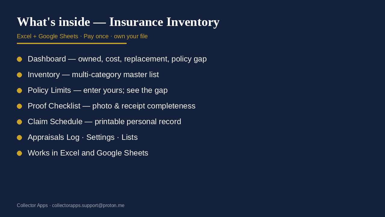 What's inside the Insurance Inventory Tracker